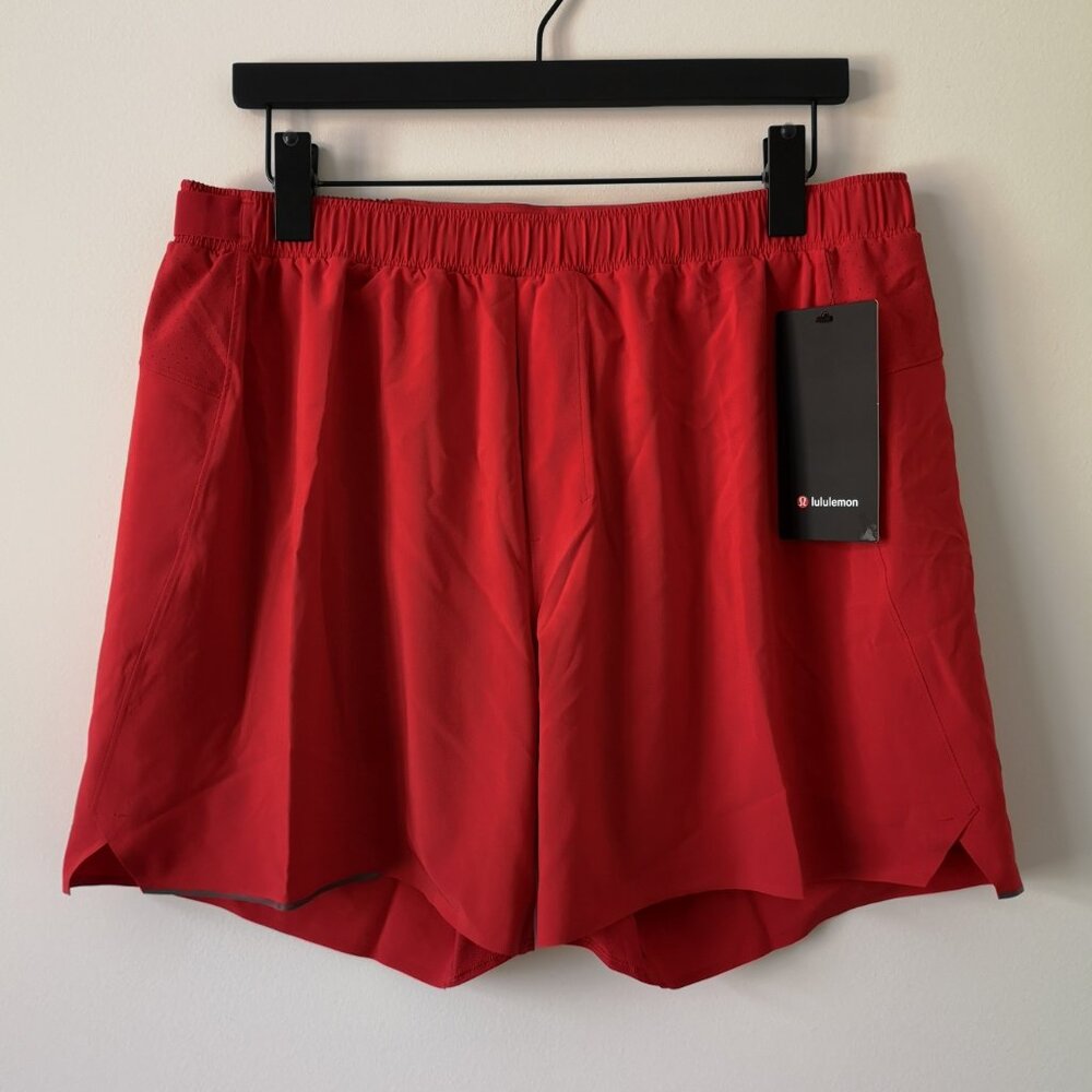 NWT LULULEMON BLDR Red Lightweight Surge Shorts 6" Lined Men's XXL